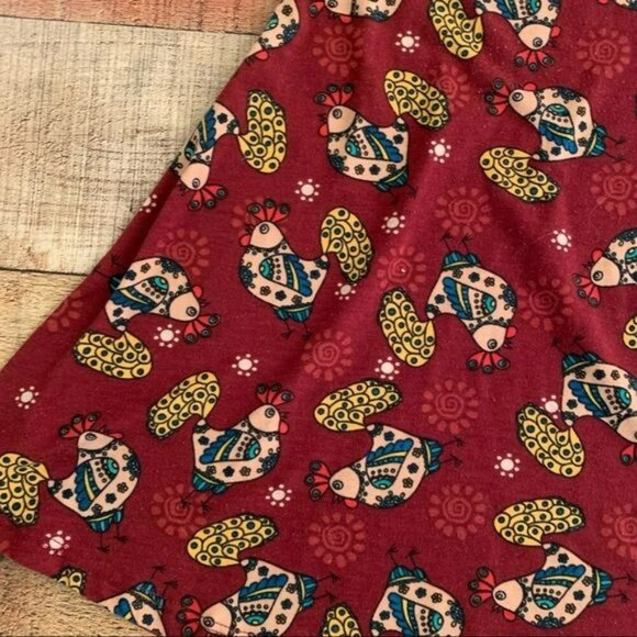 LuLaRoe Country Chicken Print Half Sleeve Dress Size 4 - Picture 7 of 7